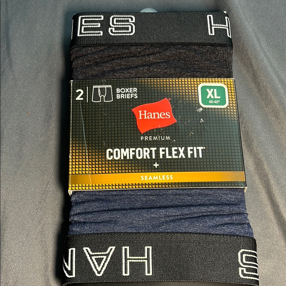 Hanes Premium Boxer Briefs XL - Black and Blue